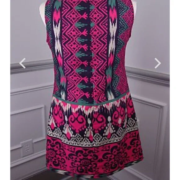 Umgee Pink and Black Geometric Mini Dress - Picture 2 of 6